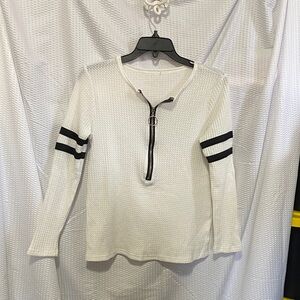 Elegant Long Sleeve Top with Black Accents